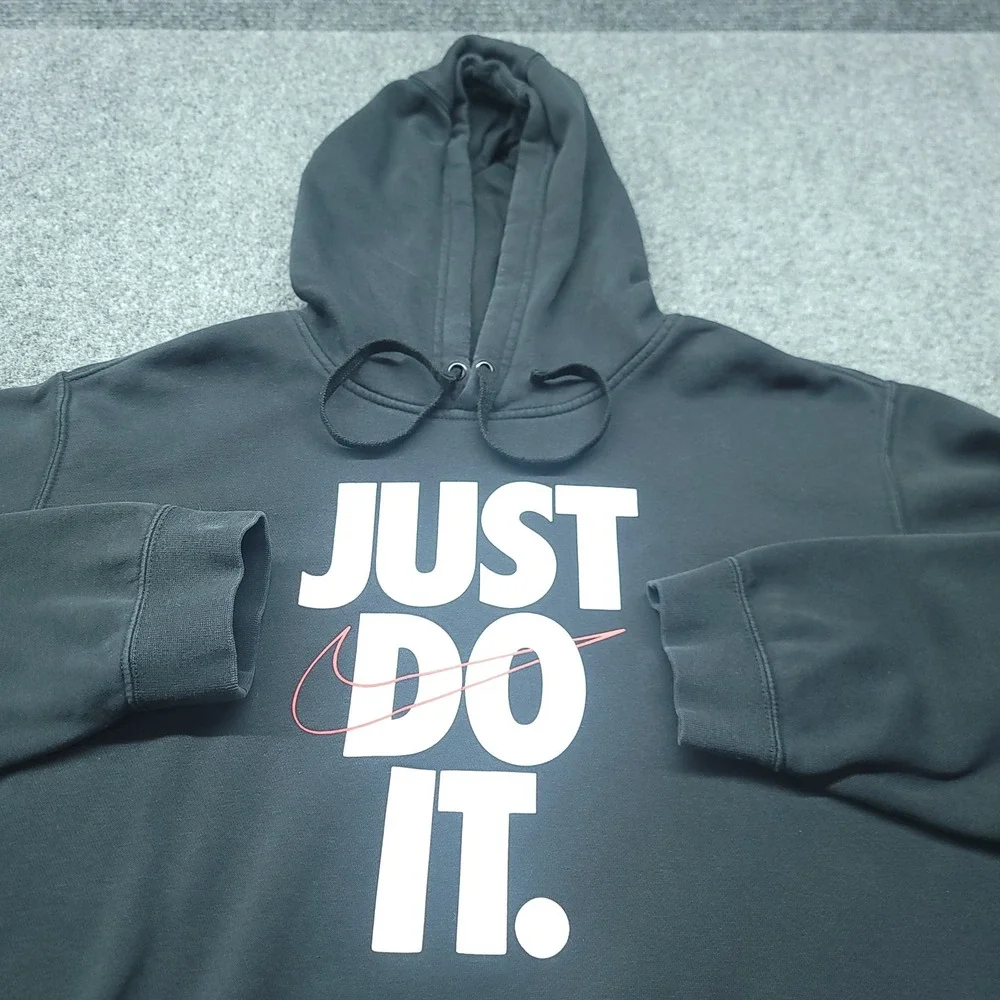 Nike Just Do It Graphic Hoodie Mens XXL Black Pullover Fleece 928717-010